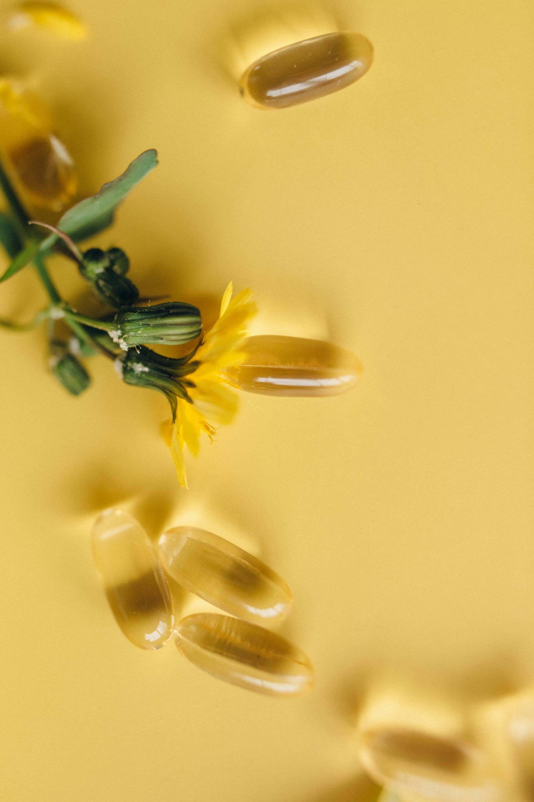 Primrose Oil Capsules with flower