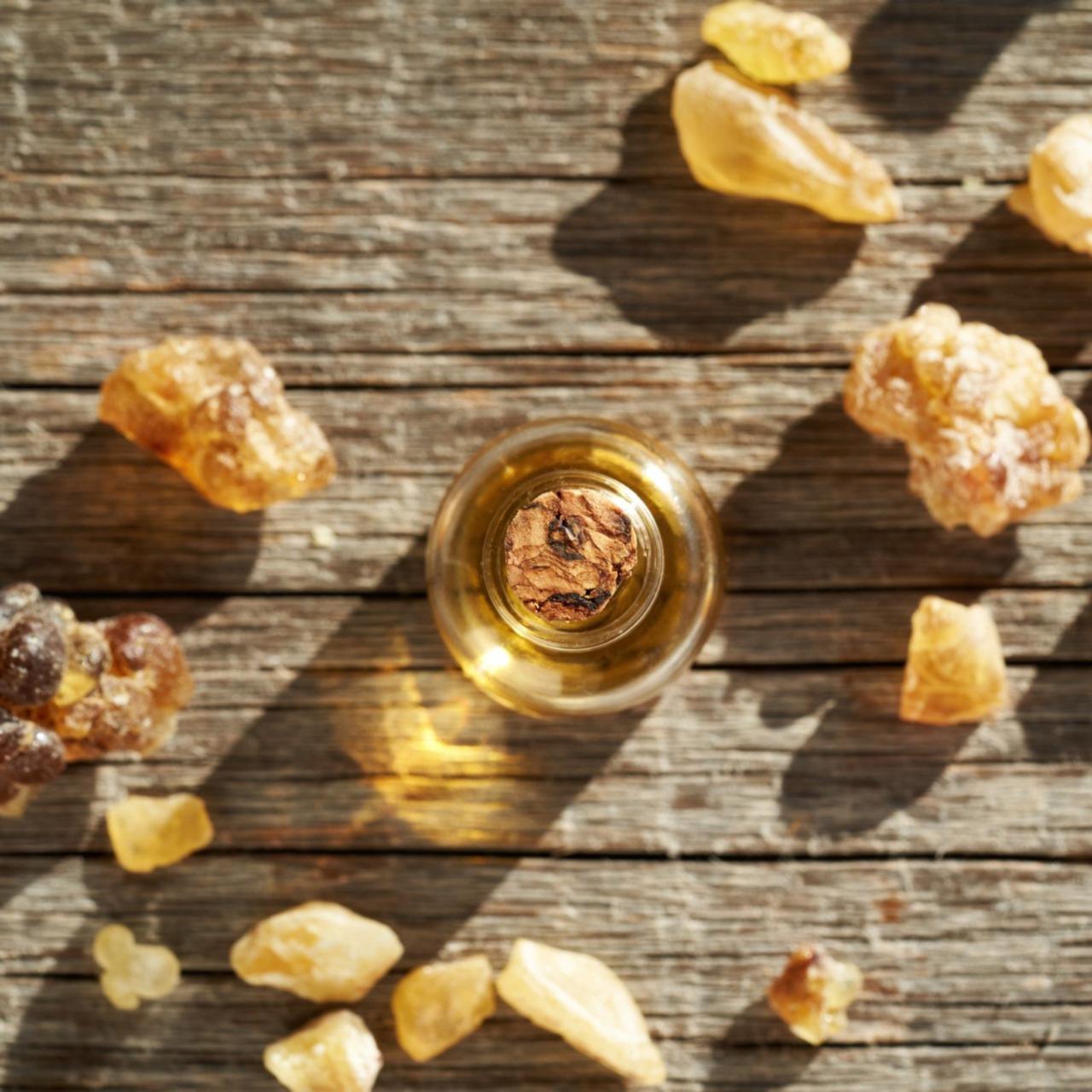 The golden essence of Imperial Bloom Frankincense Oil, the powerful botanical core of the restorative Verdant Lines Anti-Aging Elixir.